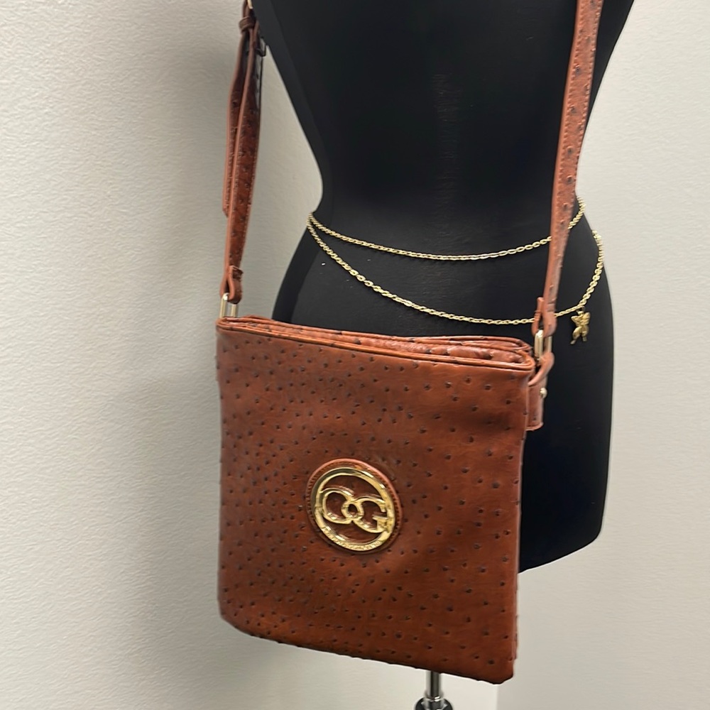Ostrich Embossed Crossbody Bag